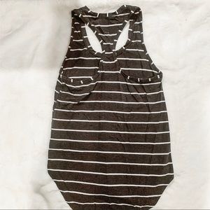 Lululemon Grey & White Striped Tank